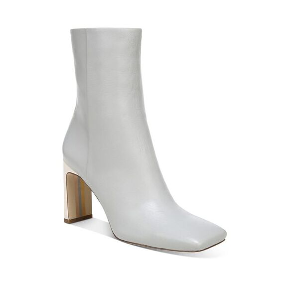 SAM EDELMAN Shoes - SAM EDELMAN Womens Gray Anika Square Toe Block Heel Leather Booties 9 M